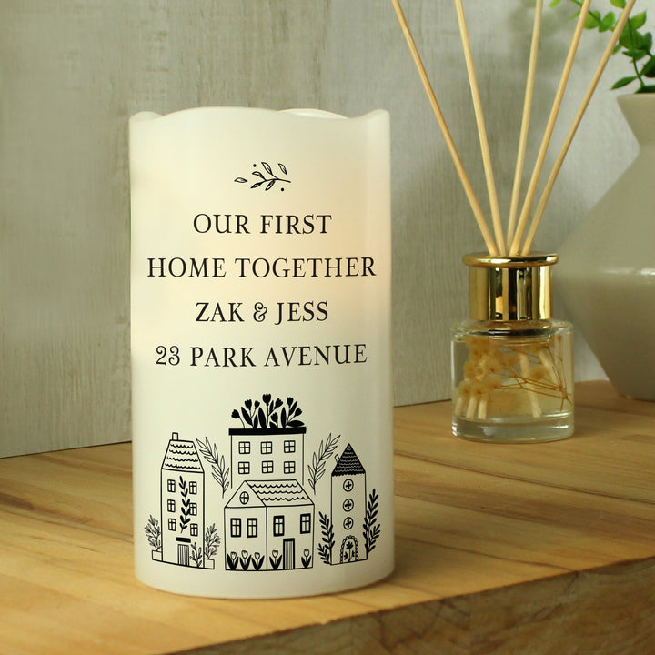 Buy Personalised HOME LED Candle available now at www.giftsfinder.co.uk