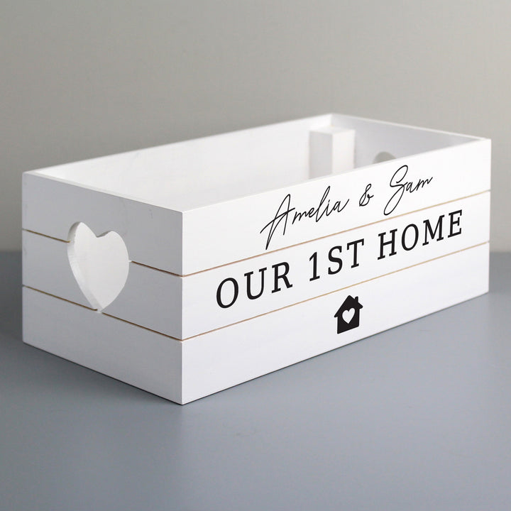 Buy Personalised Home White Wooden Crate available now at www.giftsfinder.co.uk