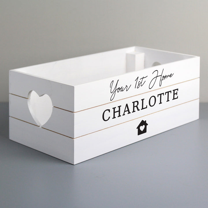 Buy Personalised Home White Wooden Crate available now at www.giftsfinder.co.uk