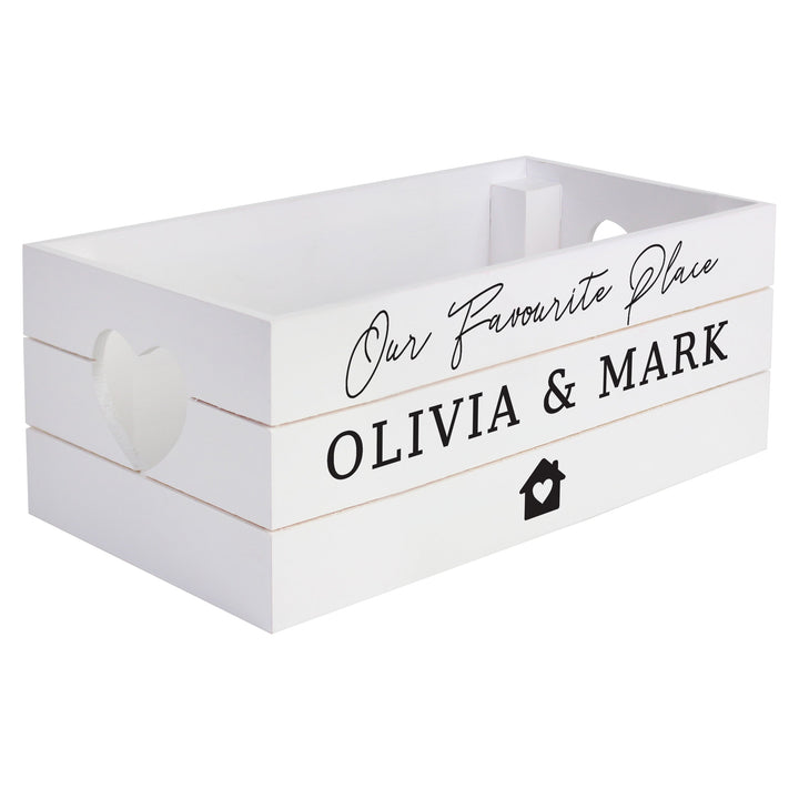 Buy Personalised Home White Wooden Crate available now at www.giftsfinder.co.uk