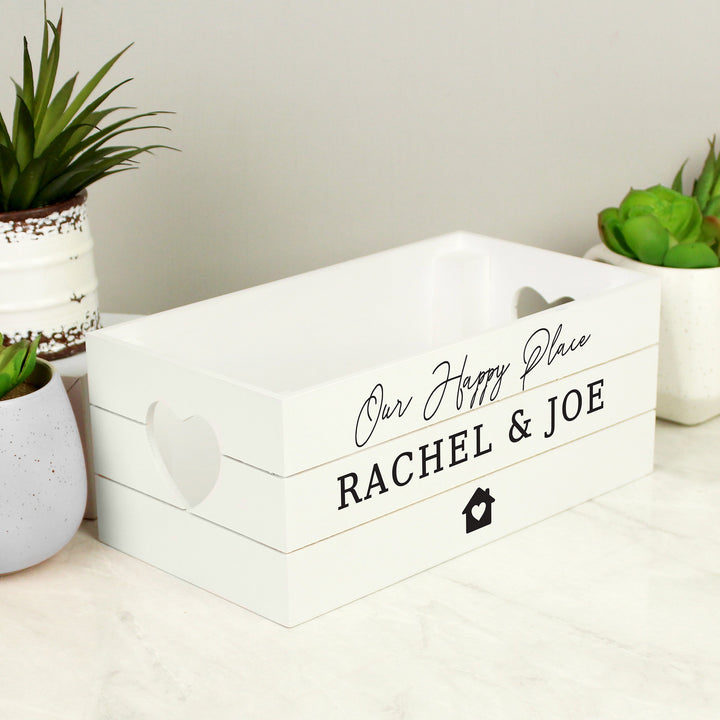 Buy Personalised Home White Wooden Crate available now at www.giftsfinder.co.uk