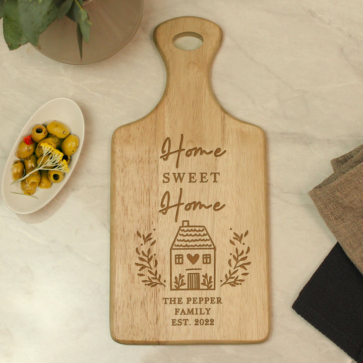 Buy Personalised HOME Wooden Paddle Board available now at www.giftsfinder.co.uk