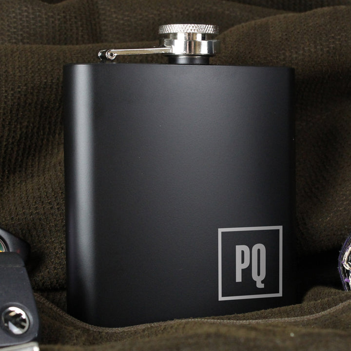 Buy Personalised Initials Black Hip Flask available now at www.giftsfinder.co.uk