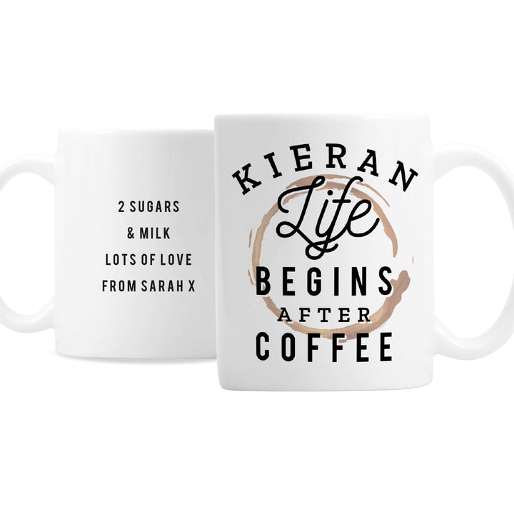 Buy Personalised Life Begins After Coffee Mug available now at www.giftsfinder.co.uk