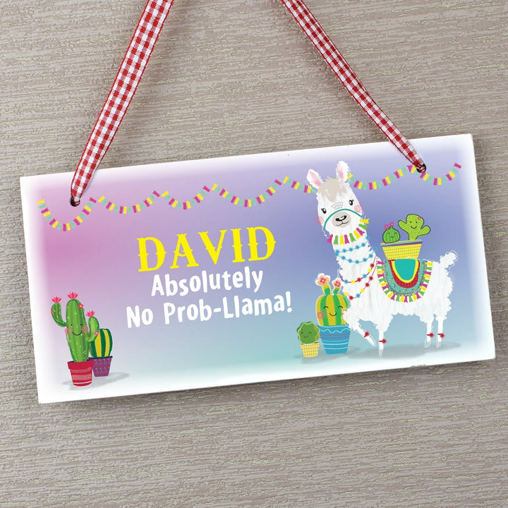 Buy Personalised Llama Wooden Sign available now at www.giftsfinder.co.uk