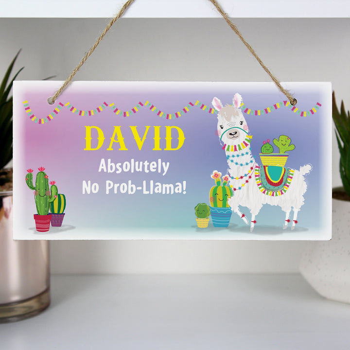 Buy Personalised Llama Wooden Sign available now at www.giftsfinder.co.uk