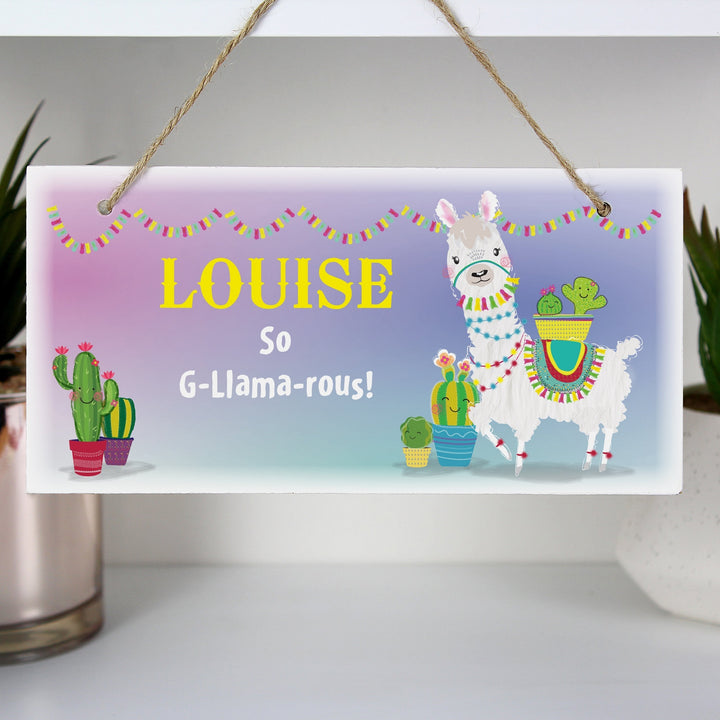 Buy Personalised Llama Wooden Sign available now at www.giftsfinder.co.uk