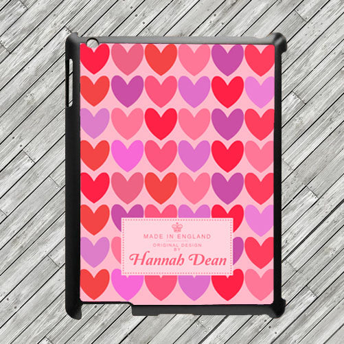 Personalised Pink Love Hearts Tablet and iPad Case in gift category Personalised iPad Cases