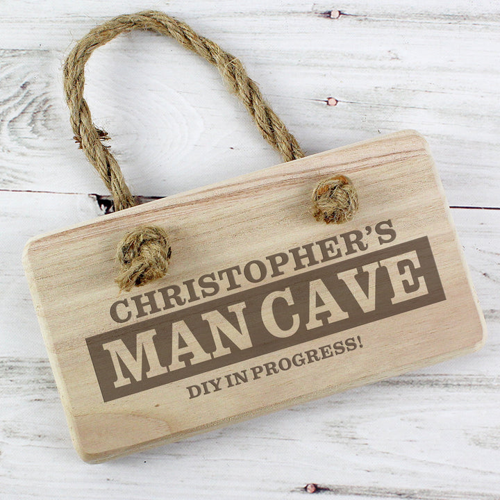 Buy Personalised MAN CAVE Wooden Sign available now at www.giftsfinder.co.uk