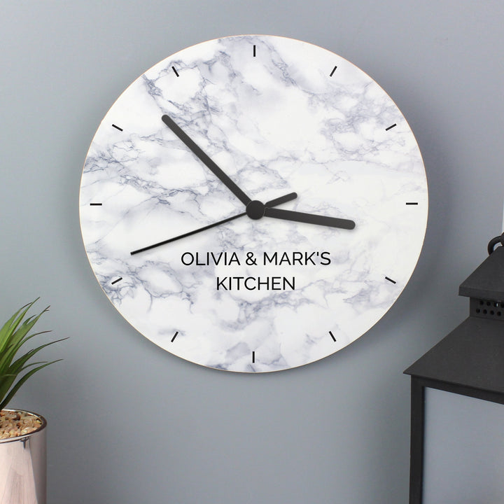 Personalised Marble Effect Wooden Clock - part of the Gifts Finder Personalised Wooden Clocks collection