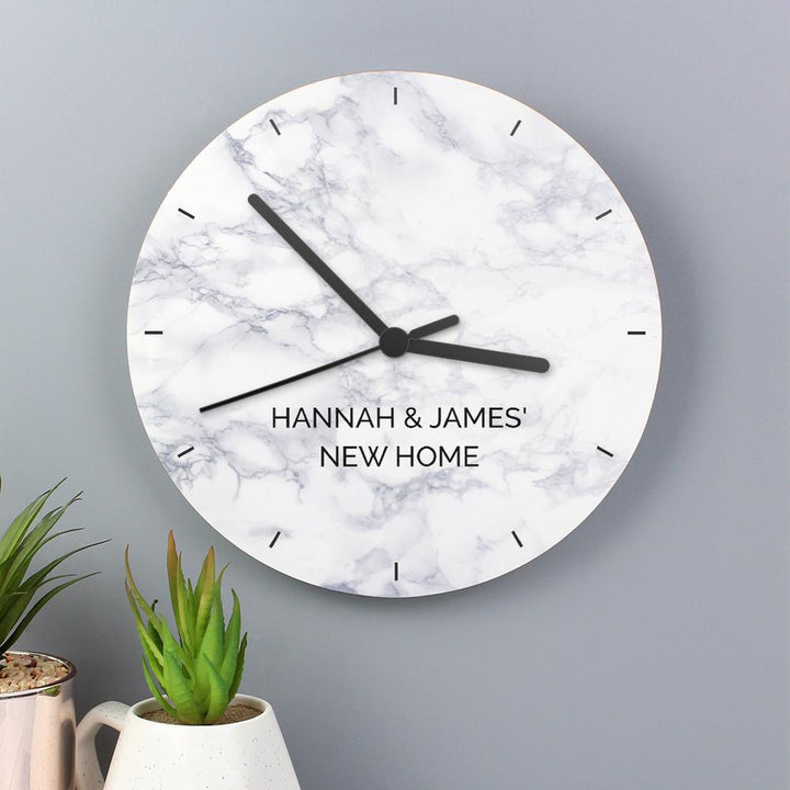 Personalised Marble Effect Wooden Clock - part of the Gifts Finder Personalised Wooden Clocks collection