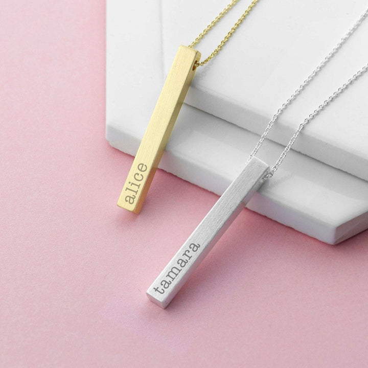 Buy Personalised Matte Vertical Bar Necklace from www.giftsfinder.co.uk