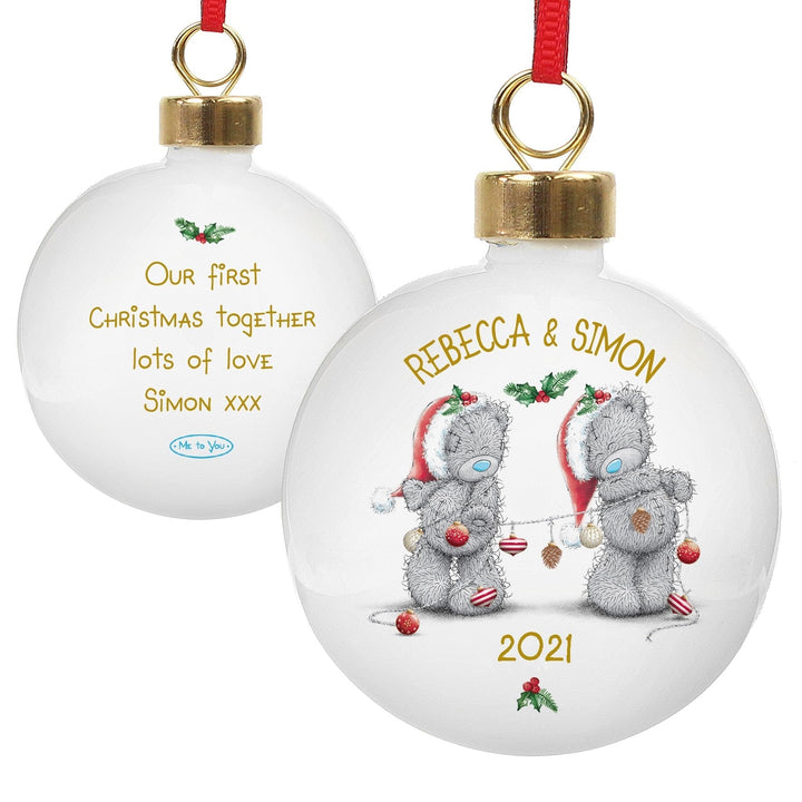 Personalised Me To You Christmas Couple's Bauble - part of the Gifts Finder Personalised Christmas Baubles collection