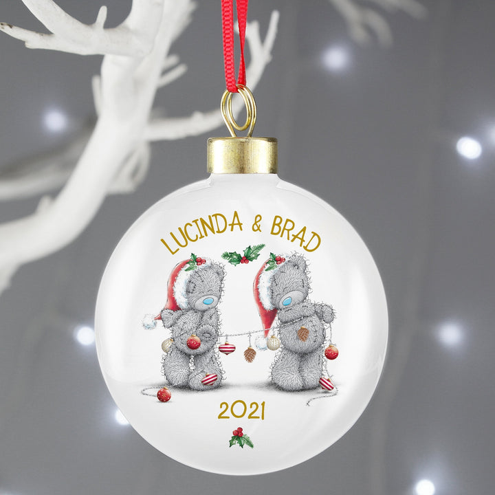 Personalised Me To You Christmas Couple's Bauble - part of the Gifts Finder Personalised Christmas Baubles collection