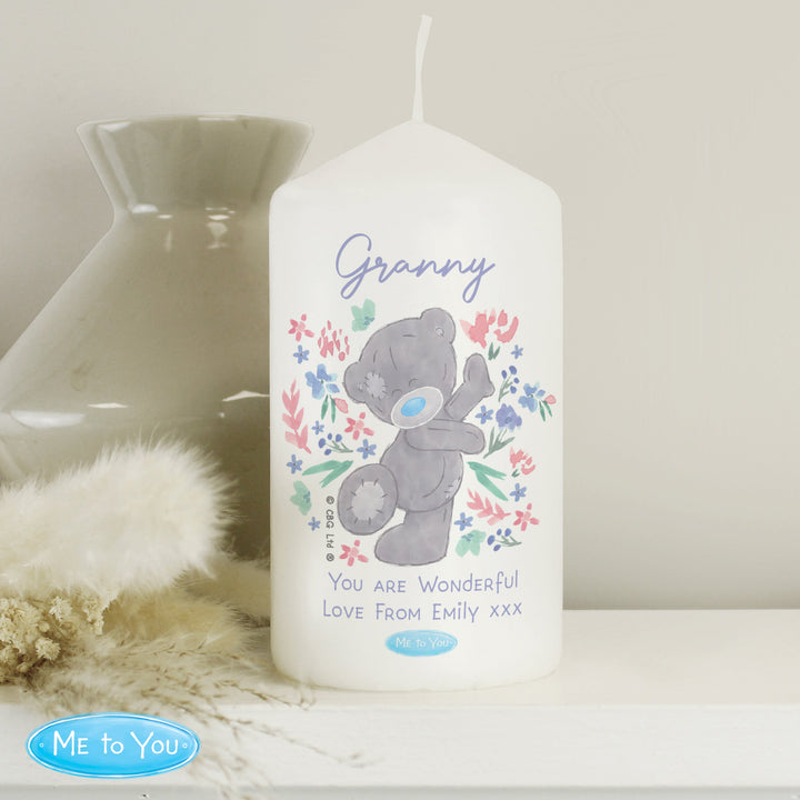 Buy Personalised Me to You Floral Pillar Candle available now at www.giftsfinder.co.uk