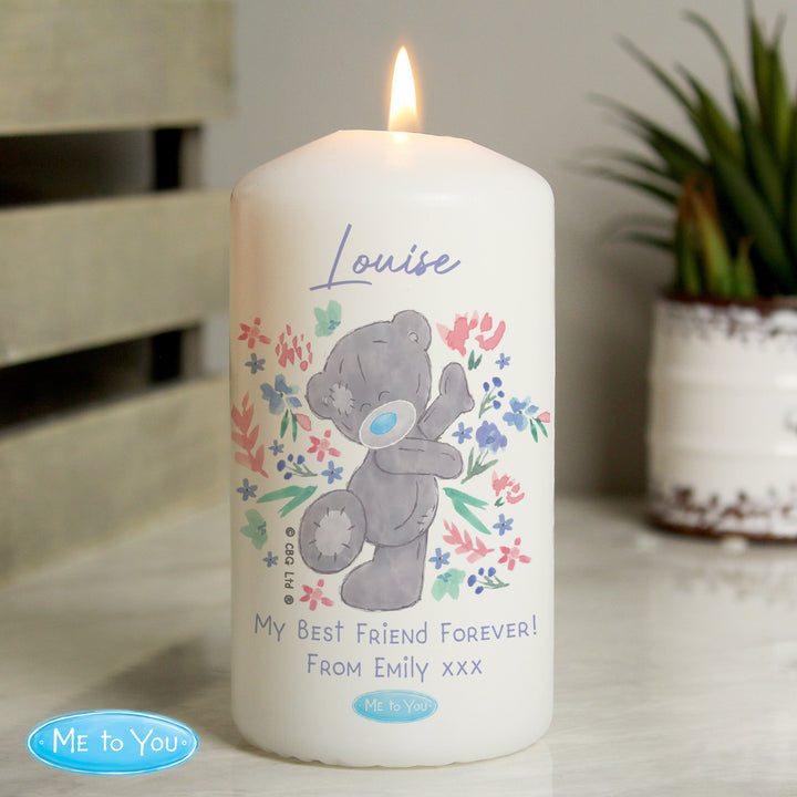 Buy Personalised Me to You Floral Pillar Candle available now at www.giftsfinder.co.uk