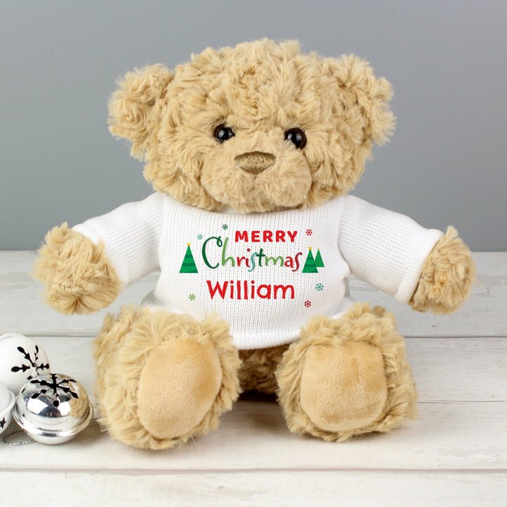 Buy Personalised Merry Christmas Teddy Bear available now at www.giftsfinder.co.uk