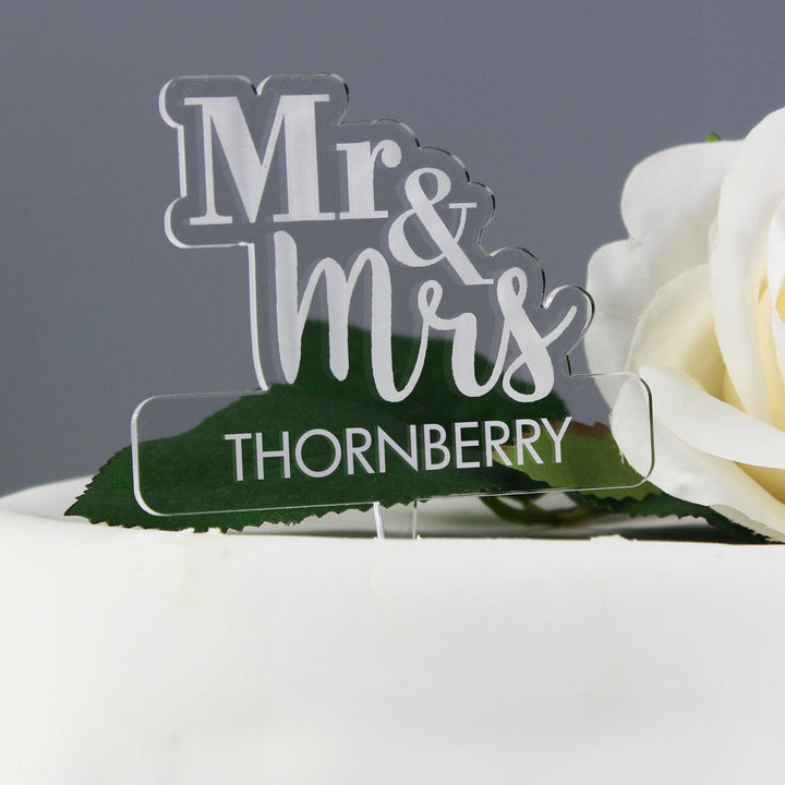 Buy Personalised Mr & Mrs Acrylic Cake Topper available now at www.giftsfinder.co.uk