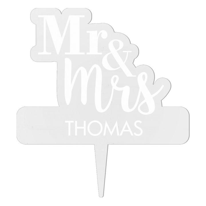 Buy Personalised Mr & Mrs Acrylic Cake Topper available now at www.giftsfinder.co.uk