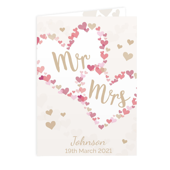 Personalised Mr & Mrs Confetti Hearts Wedding Card - part of the Gifts Finder Personalised Wedding Gifts collection