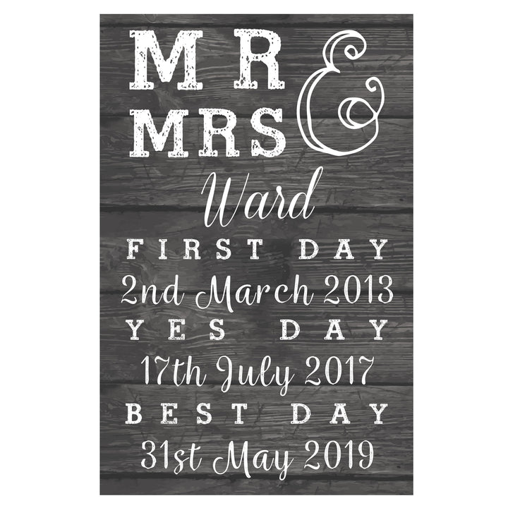 Buy Personalised Mr & Mrs First Day Yes Day & Best Day Metal Sign available now at www.giftsfinder.co.uk