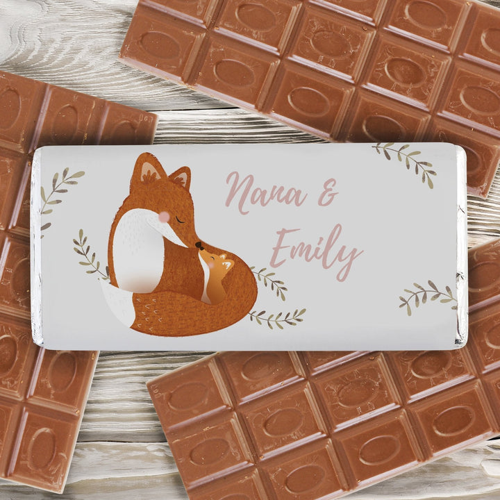 Buy Personalised Mummy and Me Fox Chocolate Bar at www.giftsfinder.co.uk