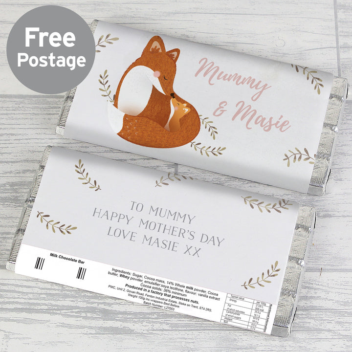 Buy Personalised Mummy and Me Fox Chocolate Bar at www.giftsfinder.co.uk