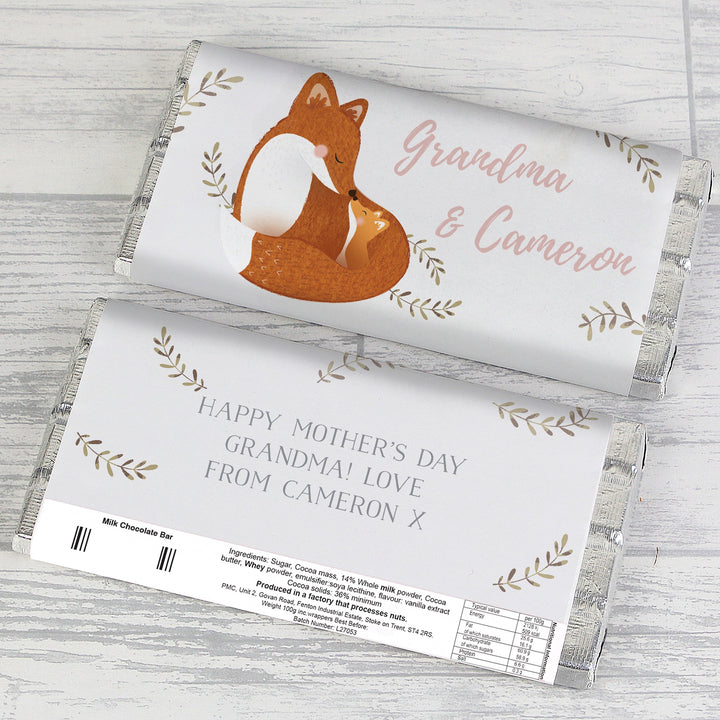 Buy Personalised Mummy and Me Fox Chocolate Bar at www.giftsfinder.co.uk