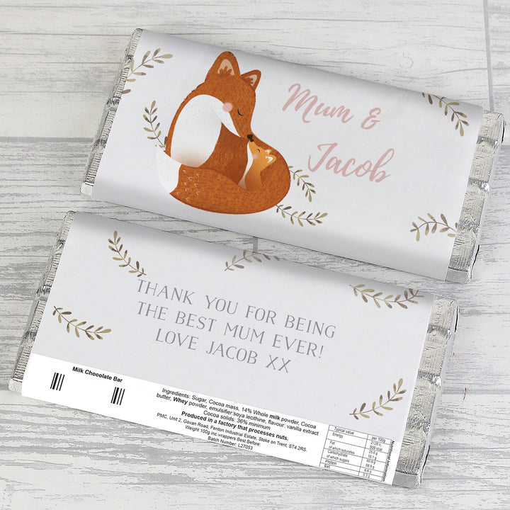 Buy Personalised Mummy and Me Fox Chocolate Bar at www.giftsfinder.co.uk