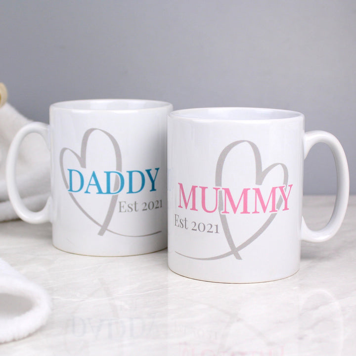 Buy Personalised Mummy & Daddy Mug Set at www.giftsfinder.co.uk