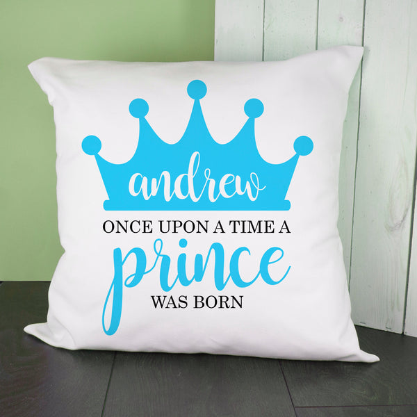 Personalised Once Upon A Time A Prince Was Born Cushion Cover