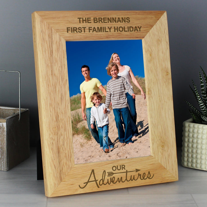 Personalised Our Adventures 5x7 Wooden Photo Frame