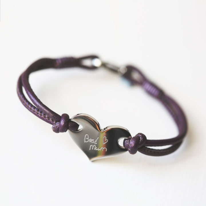 Buy Personalised Own Handwriting Hearts Forever Leather Bracelet from www.giftsfinder.co.uk