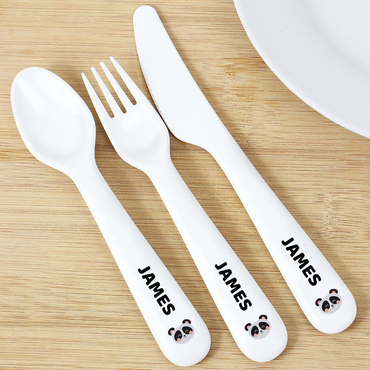 Buy Personalised Panda Plastic Cutlery at www.giftsfinder.co.uk