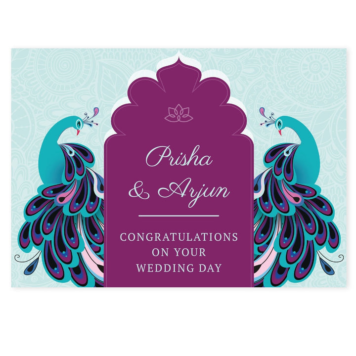 Buy Personalised Peacock Wedding Card at www.giftsfinder.co.uk