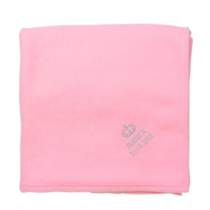 Buy Personalised Pink Crown Baby Blanket at www.giftsfinder.co.uk