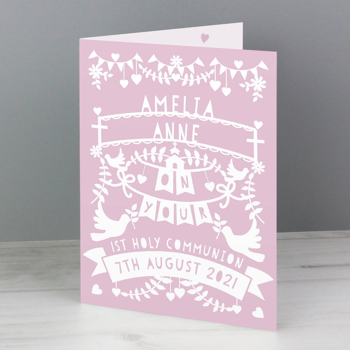 Buy Personalised Pink Papercut Style Card at www.giftsfinder.co.uk