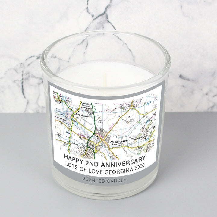 Personalised Present Day Map Compass Scented Jar Candle