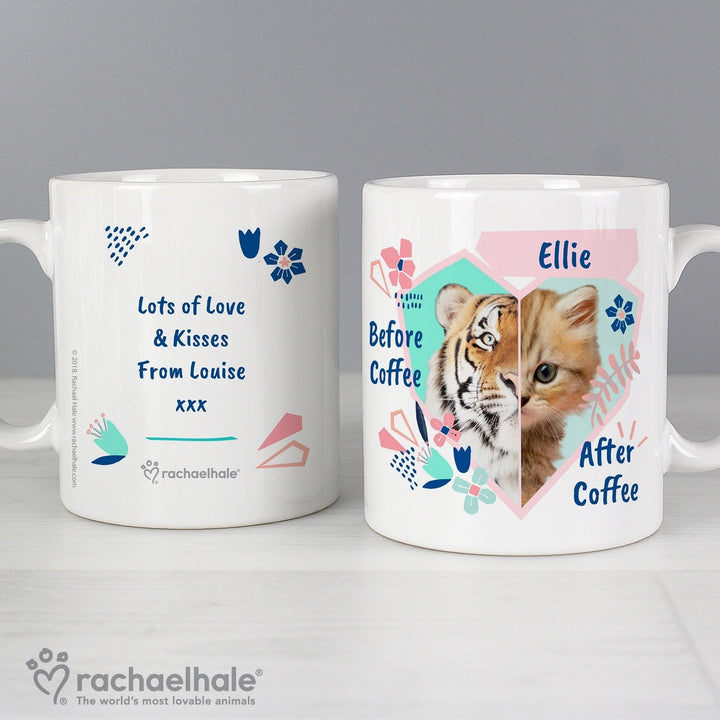 Buy Personalised Rachael Hale 'Before Coffee/After Coffee' Cat Mug at www.giftsfinder.co.uk