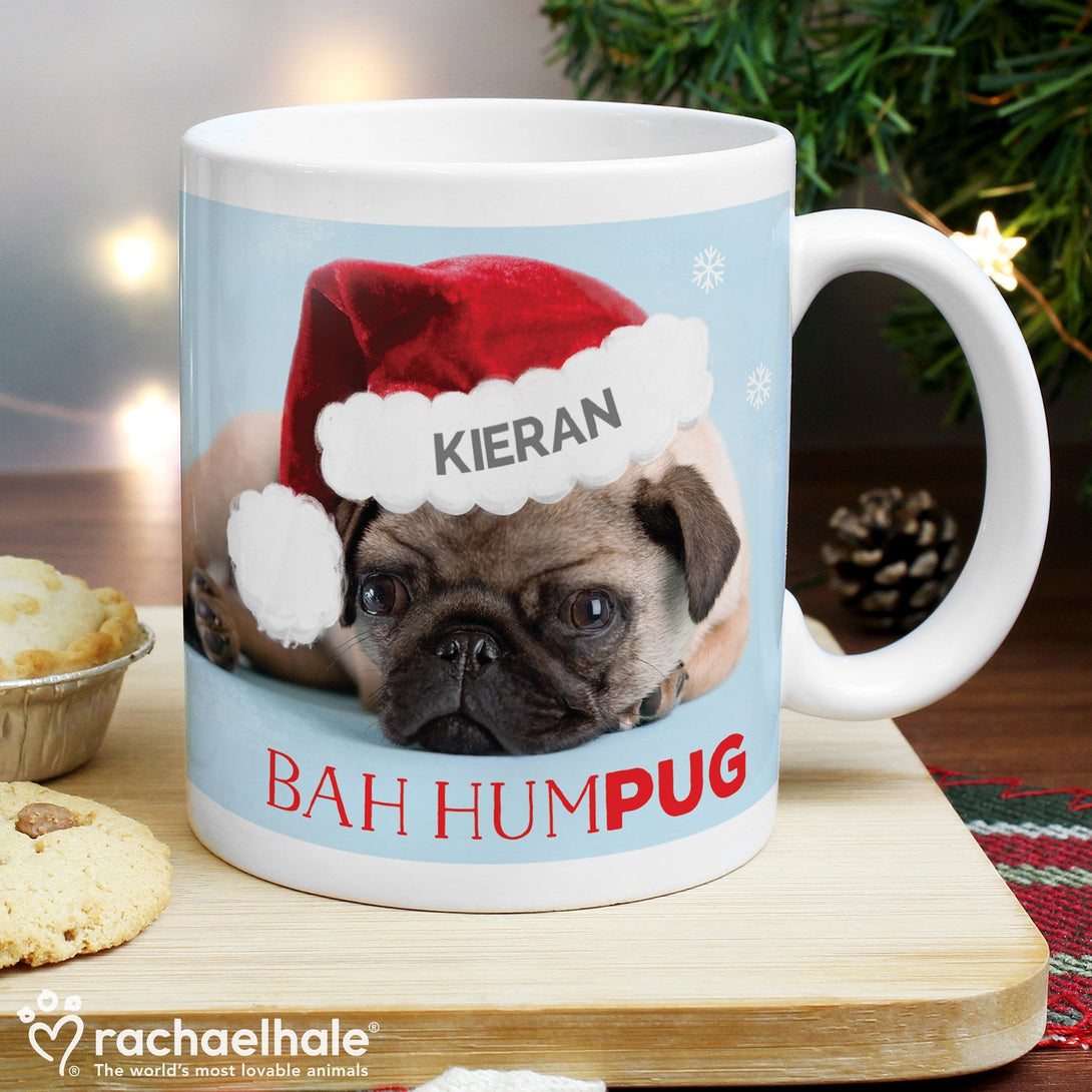 Personalised Rachael Hale Christmas Bah Hum Pug Mug - part of the Gifts Finder Personalised Mugs collection