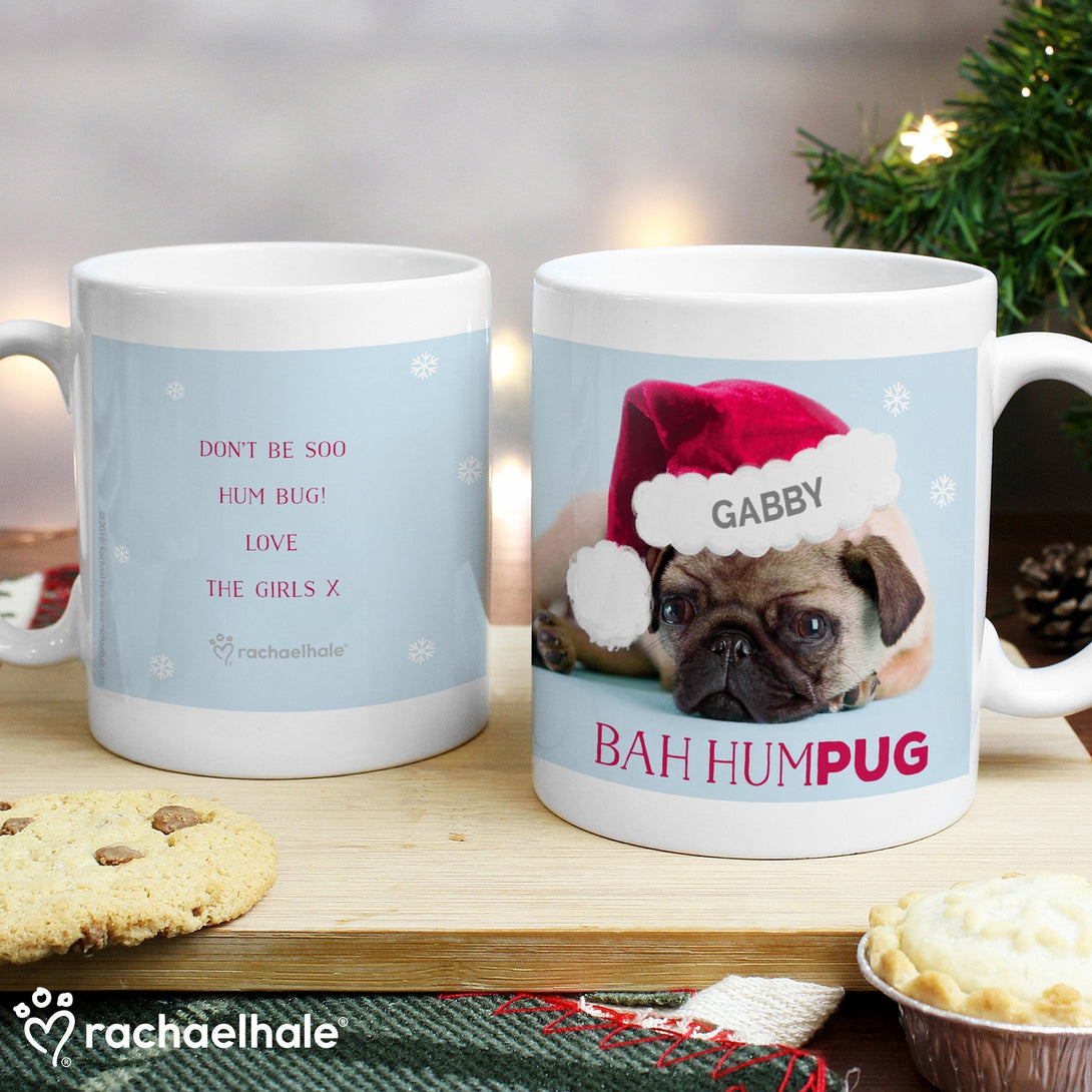 Personalised Rachael Hale Christmas Bah Hum Pug Mug - part of the Gifts Finder Personalised Mugs collection