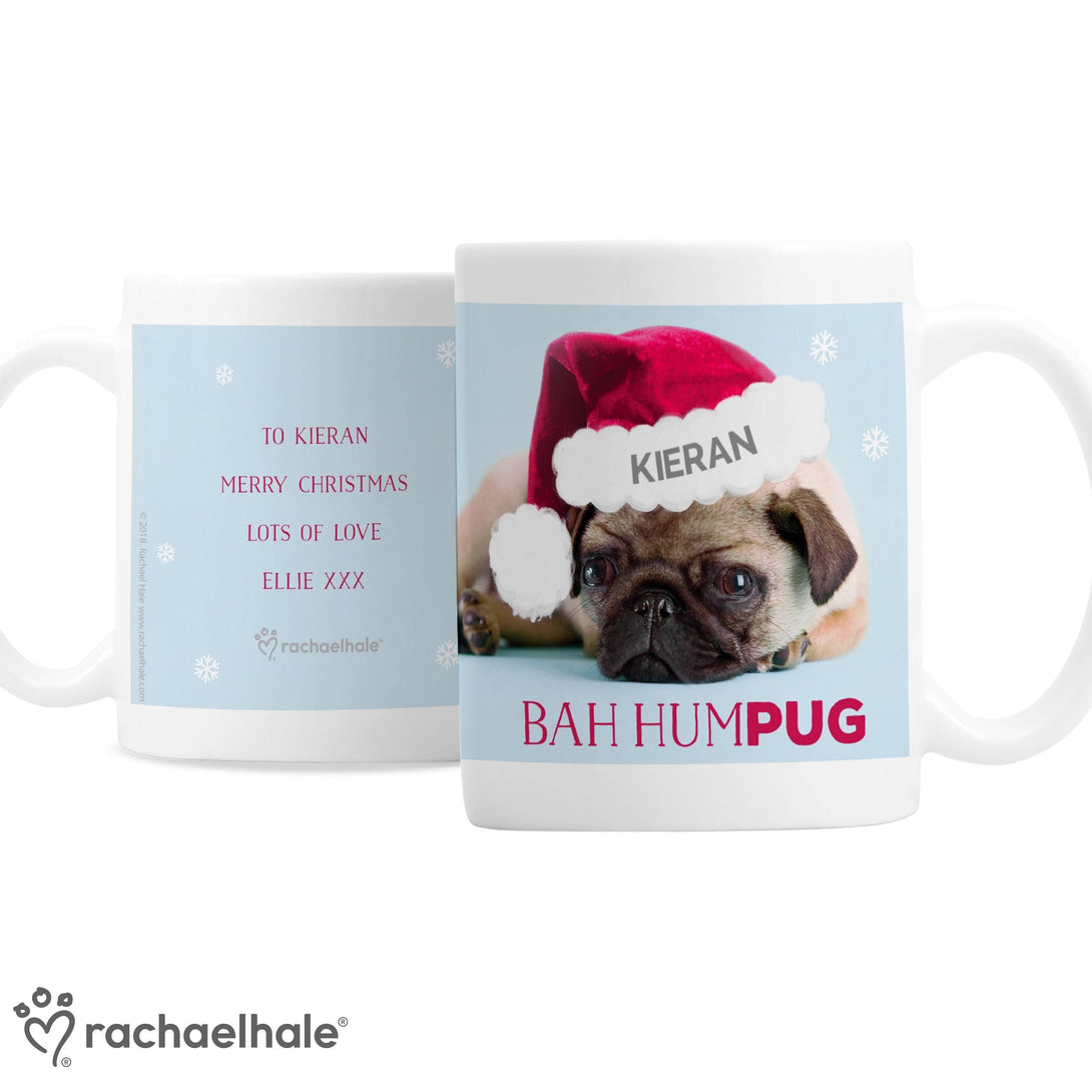 Personalised Rachael Hale Christmas Bah Hum Pug Mug - part of the Gifts Finder Personalised Mugs collection