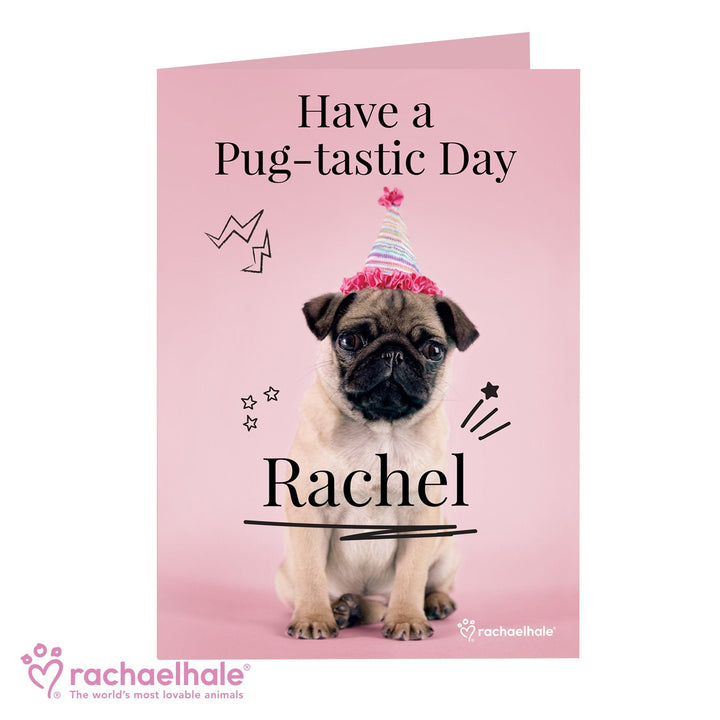 Personalised Rachael Hale Doodle Pug Card in gift category 