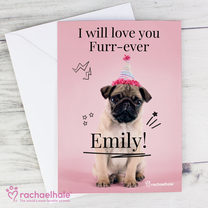 Personalised Rachael Hale Doodle Pug Card in gift category 