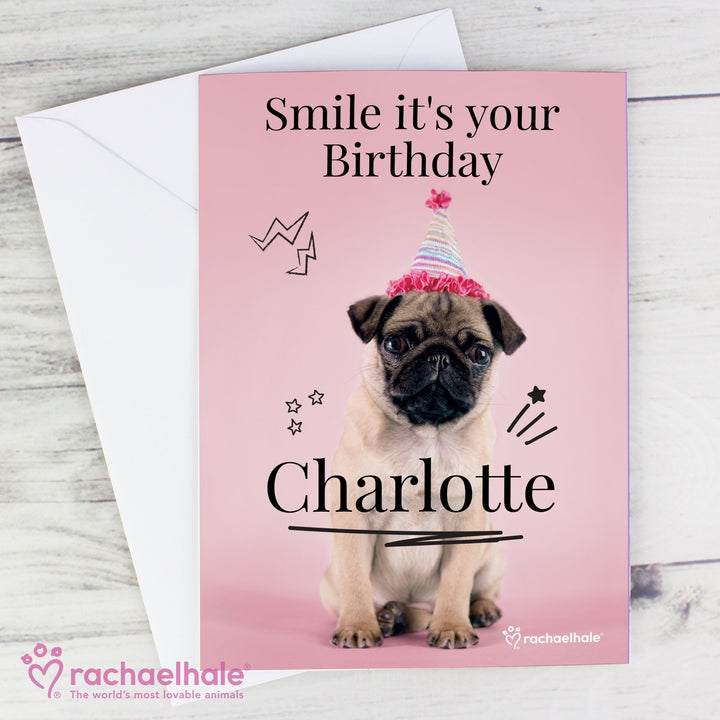 Personalised Rachael Hale Doodle Pug Card in gift category 