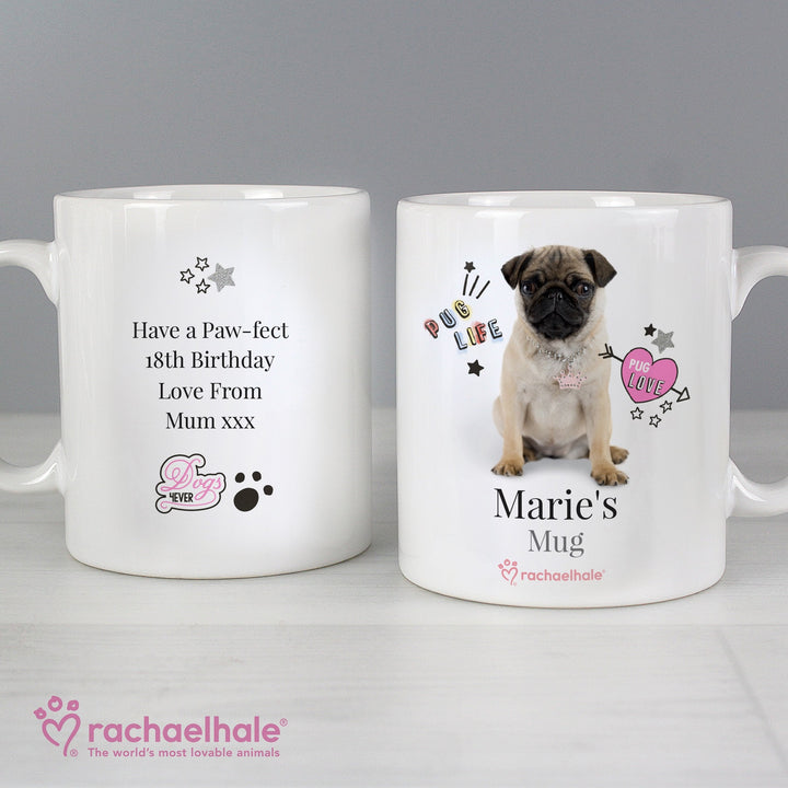 Personalised Rachael Hale Doodle Pug Mug in gift category 