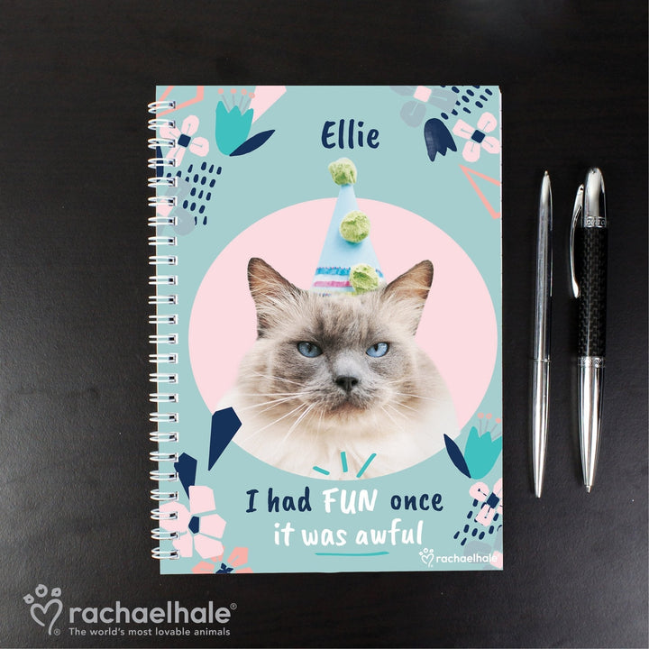 Buy Personalised Rachael Hale 'I Had Fun Once' Cat A5 Notebook at www.giftsfinder.co.uk