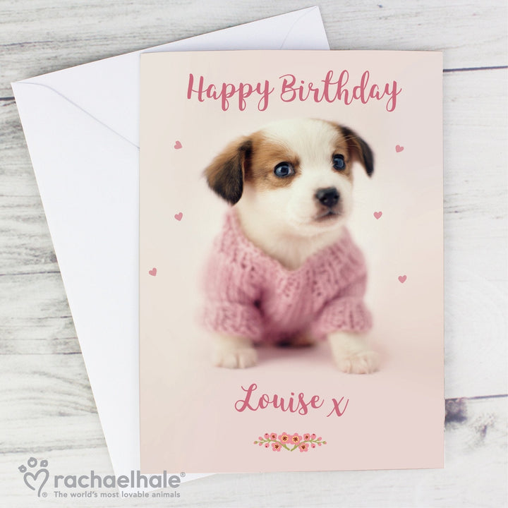 Personalised Rachael Hale Pink Puppy Card in gift category 