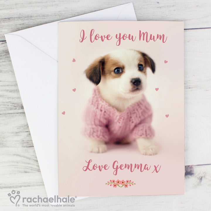 Personalised Rachael Hale Pink Puppy Card in gift category 