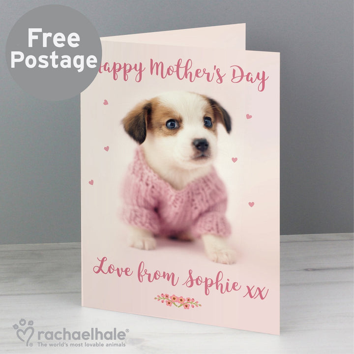 Personalised Rachael Hale Pink Puppy Card in gift category Personalised Cards